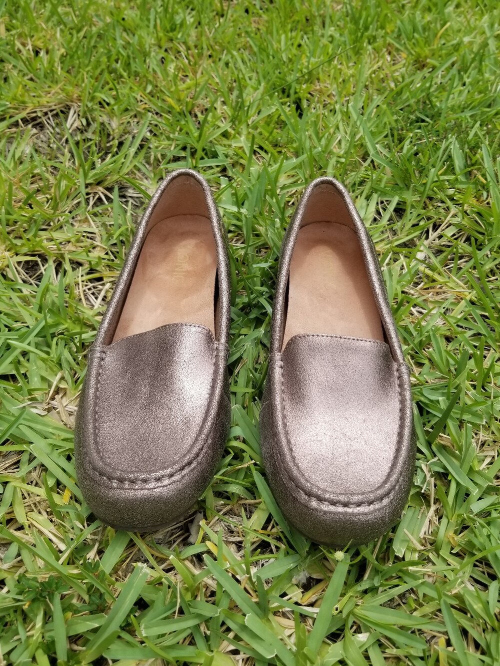 Vionic Debbie Metallic Bronze Loafer Leather Comfort Driving Shoes Size 9